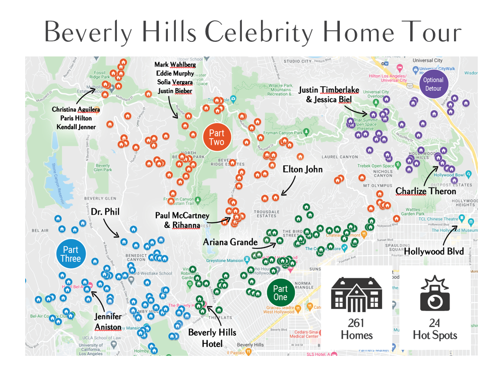 Beverly Hill Celebrity Homes Map Tour